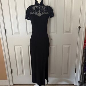 Cache Black Lace Midi Dress